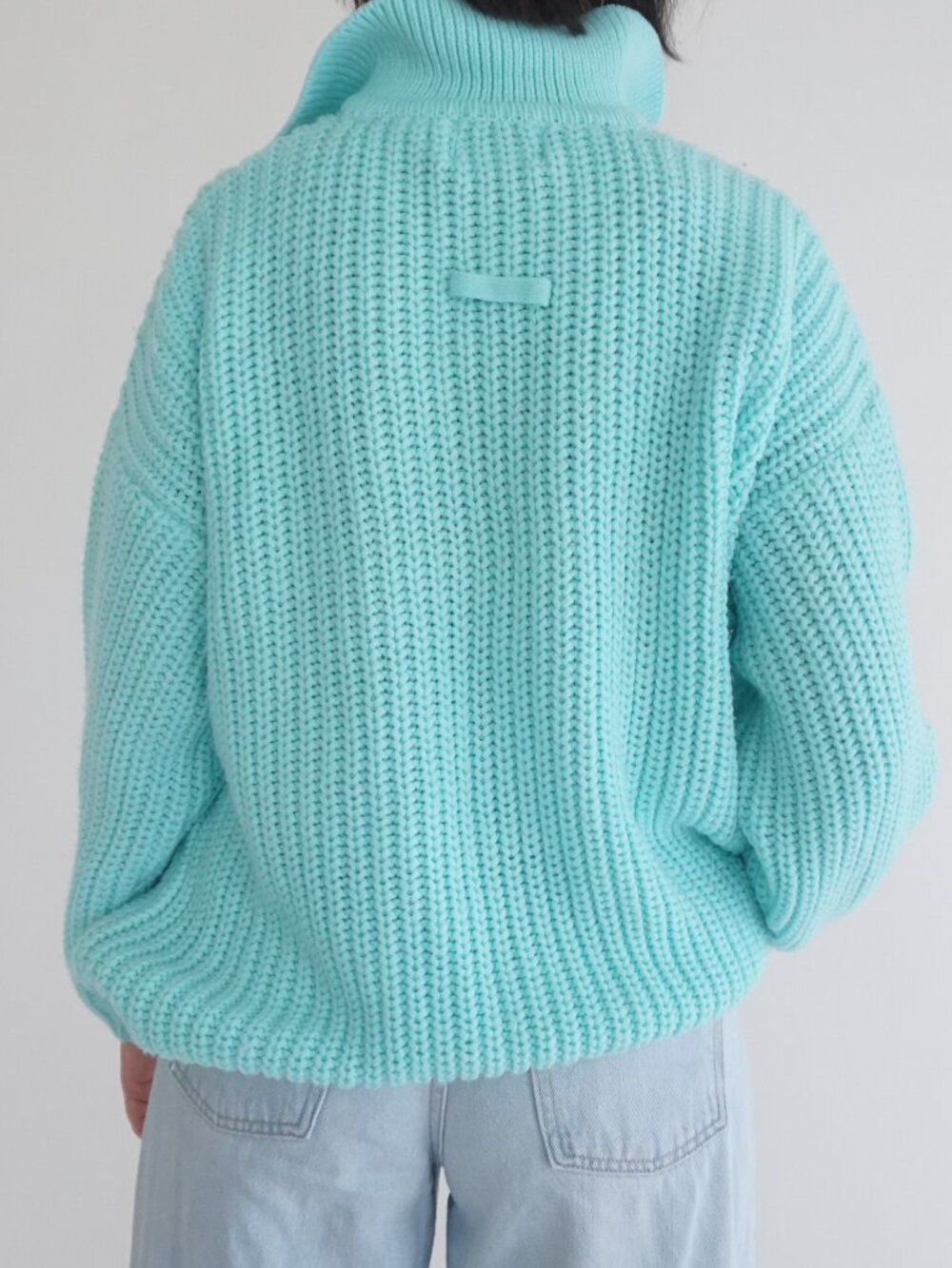 Vintage Cassie West Aqua Ribbed Collared Button Grandpa Knit Tennis Sweater M - Picture 2 of 8